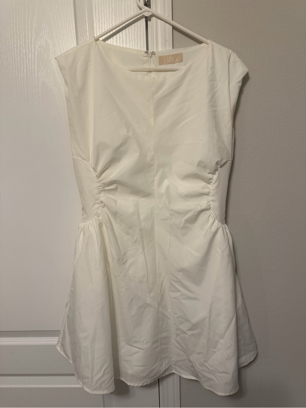 Lizard Thicket Ivory Ruched-Side Mini Dress